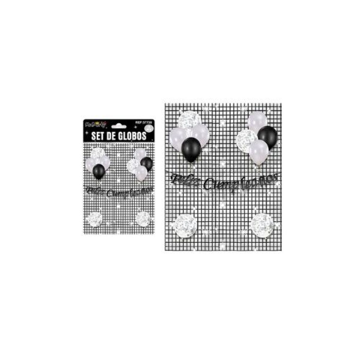 GENERICO - Set de globos con fondo disco negro plateado 13pcs