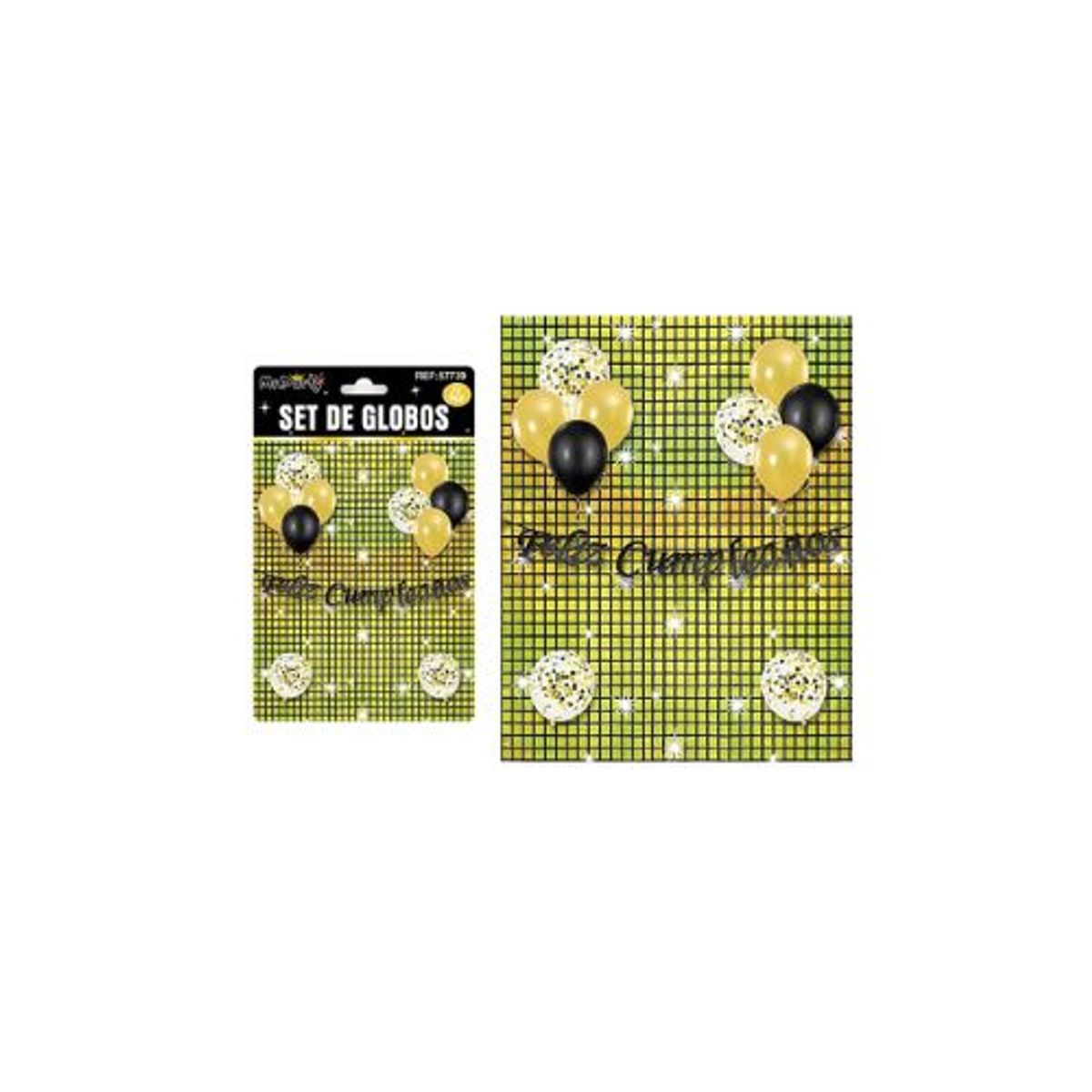 GENERICO - Set de globos con fondo disco negro dorado 13pcs