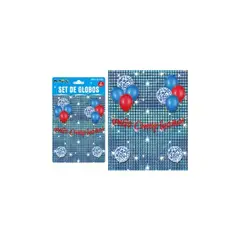 GENERICO - Set de globos con fondo disco azul 13pcs