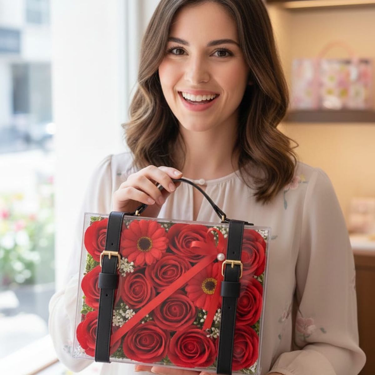 GENERICO - Maleta Rosas Eternas Rosas de Jabón San Valentín Rojo