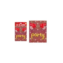 GENERICO - Set de globos party con fondo disco rojo 9pcs