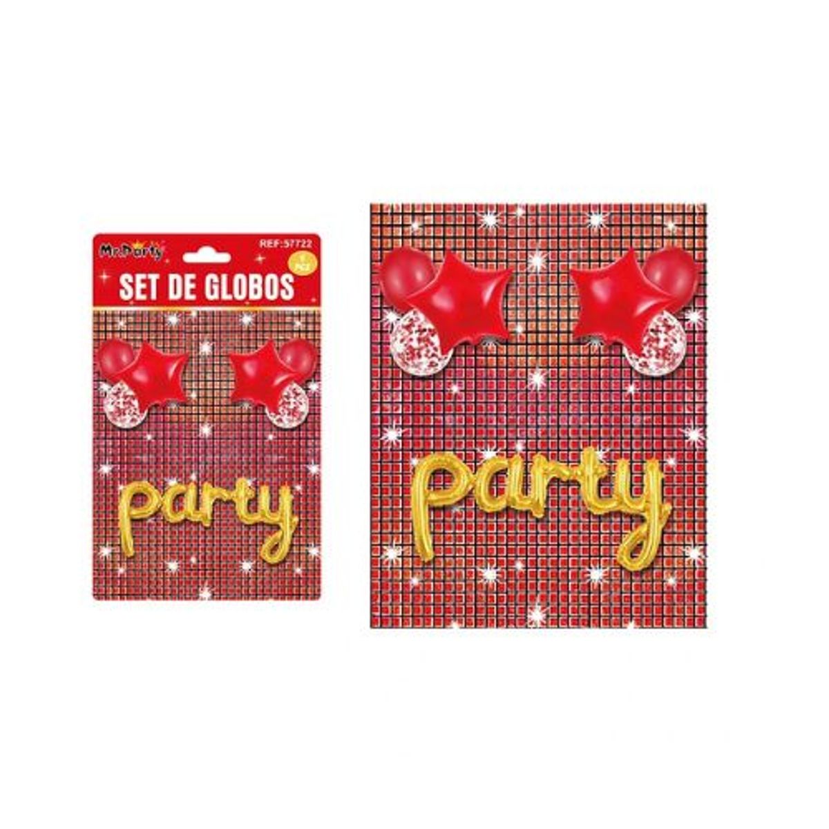 GENERICO - Set de globos party con fondo disco rojo 9pcs