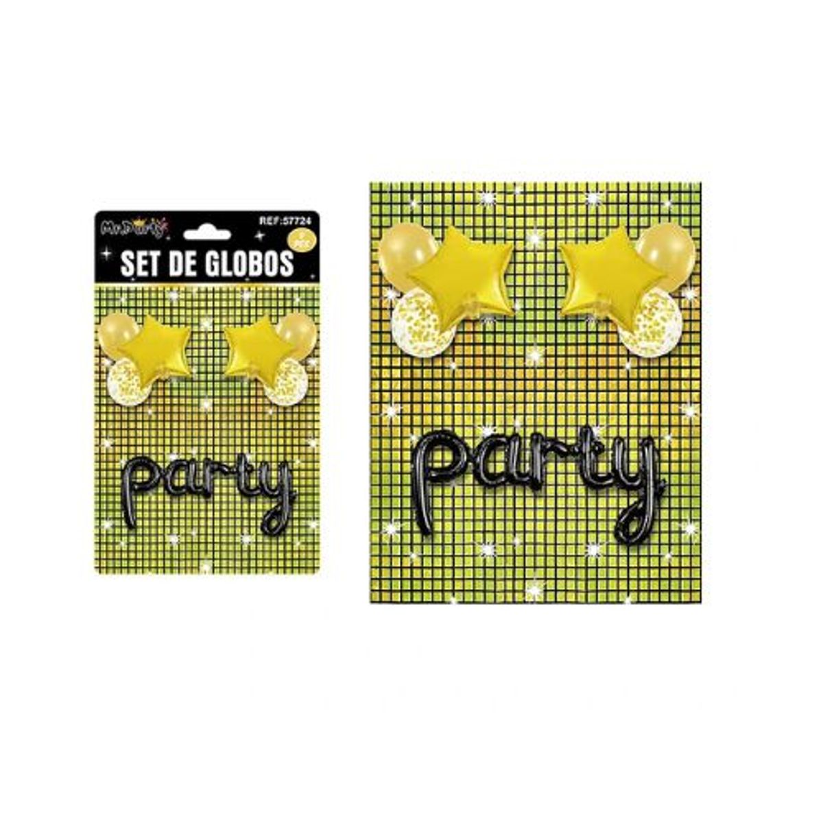 GENERICO - Set de globos party con fondo disco dorado 9pcs