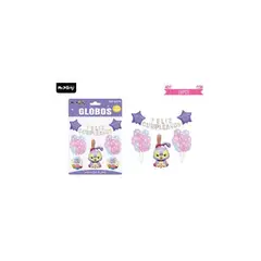 GENERICO - Set de globos látex y guirnalda con conejo 25pcs