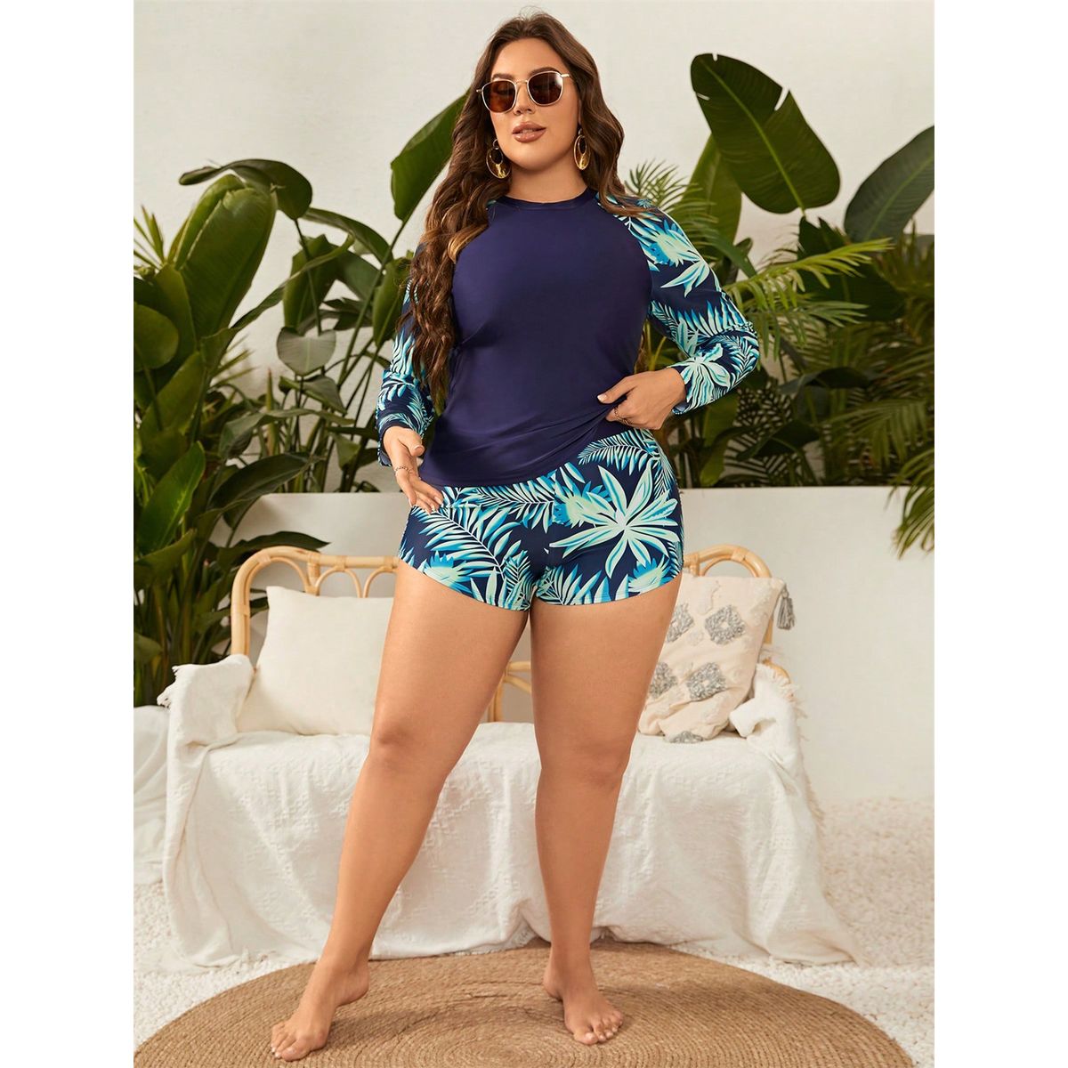 PUREPOWER - Traje de baño de dos piezas de talla grande para mujer con mangas largas protector solar y para surf- size XXL