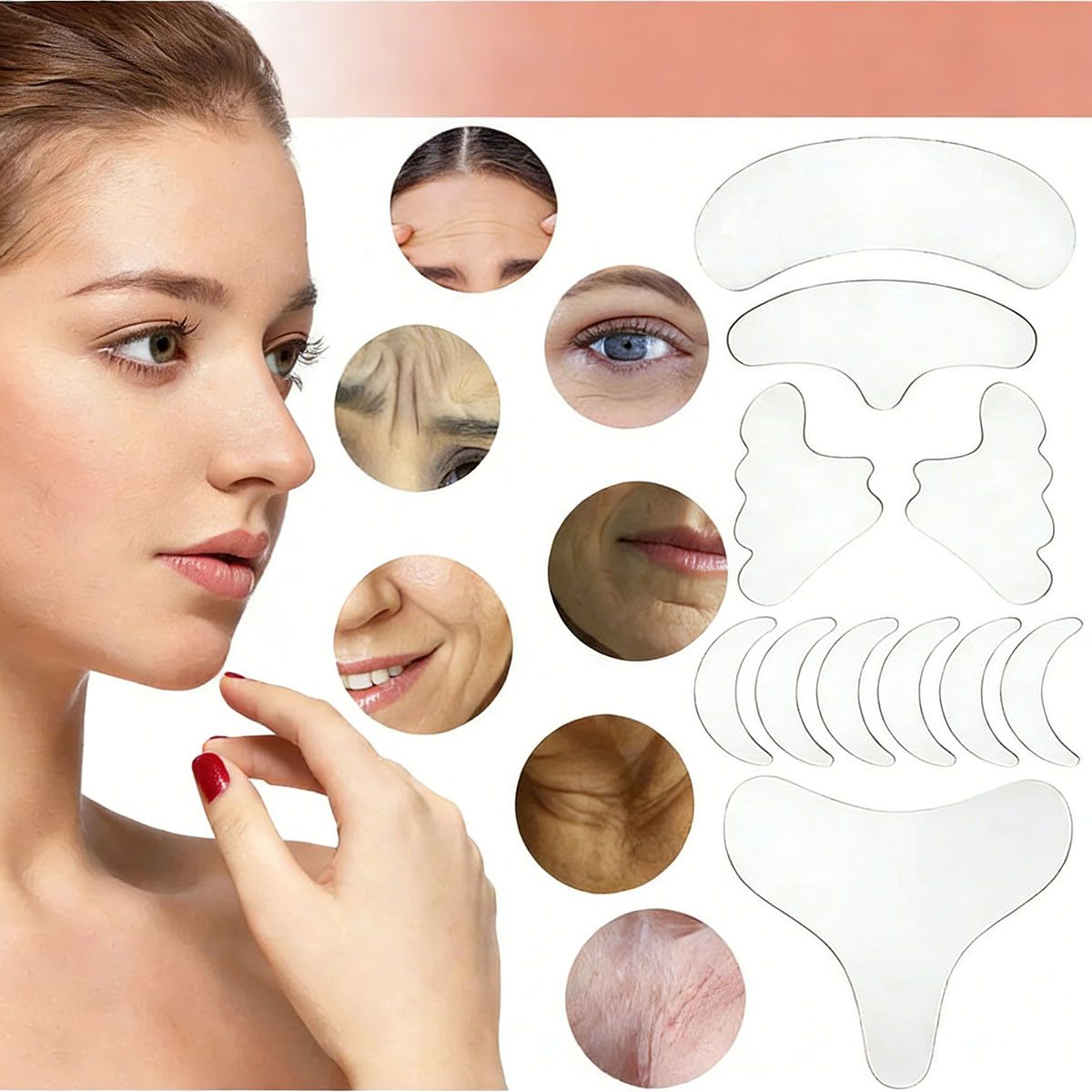 GENERICO - 11 Parche Silicona Reutilizable Arrugas Frente,pecho,cuello