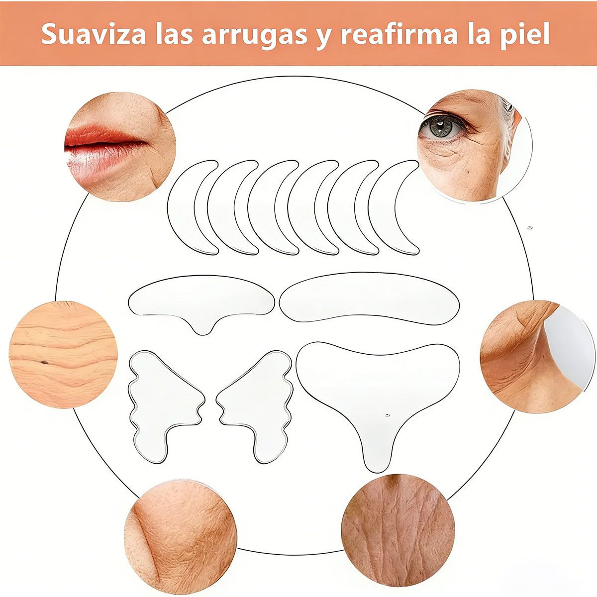 GENERICO - 11 Parche Silicona Reutilizable Arrugas Frente,pecho,cuello