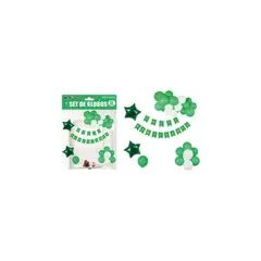 GENERICO - Set de globos cumpleaños y guirnalda verde 42pcs