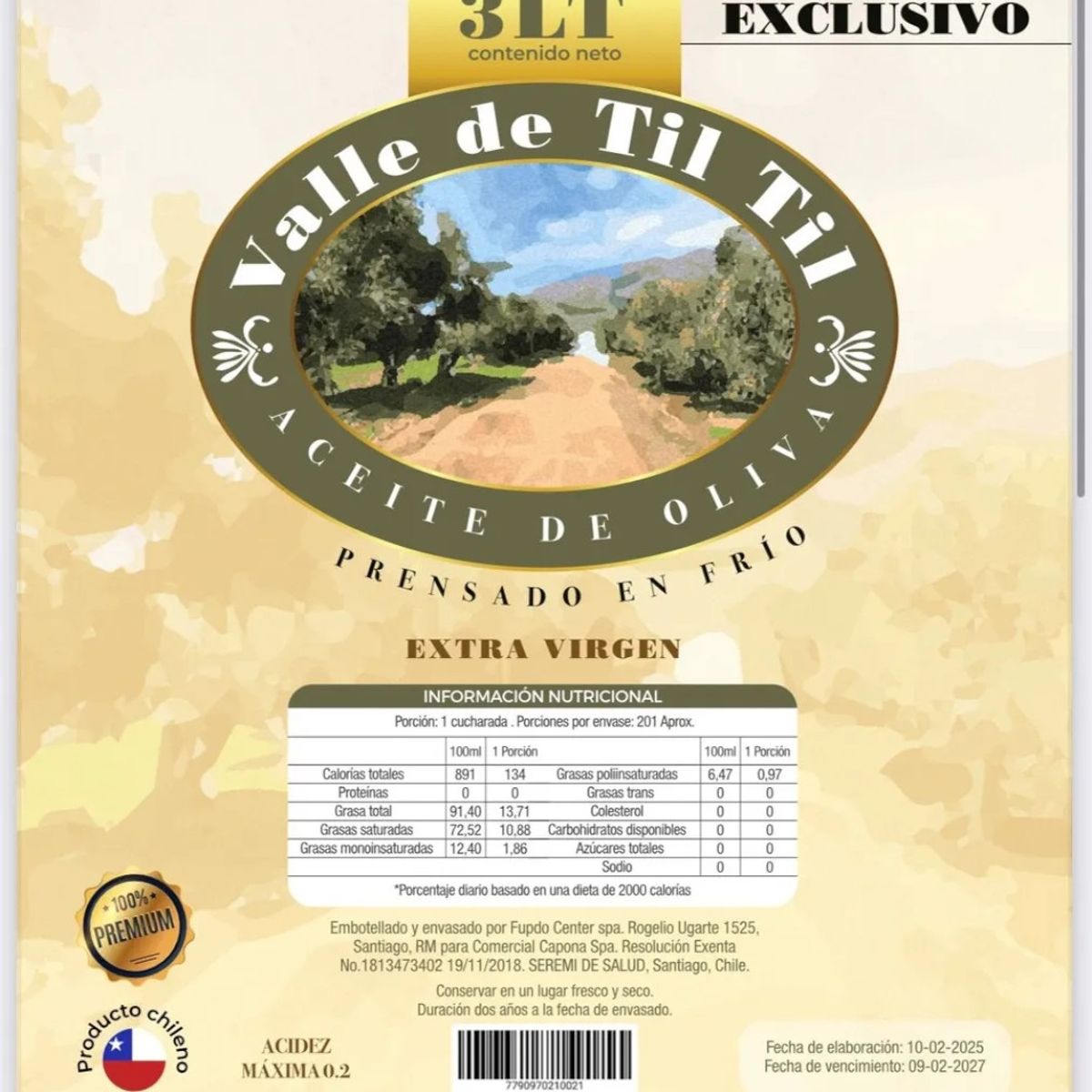 GENERICO - Aceite Oliva Extra Virgen 3l Terra Til Til Bidón Pet