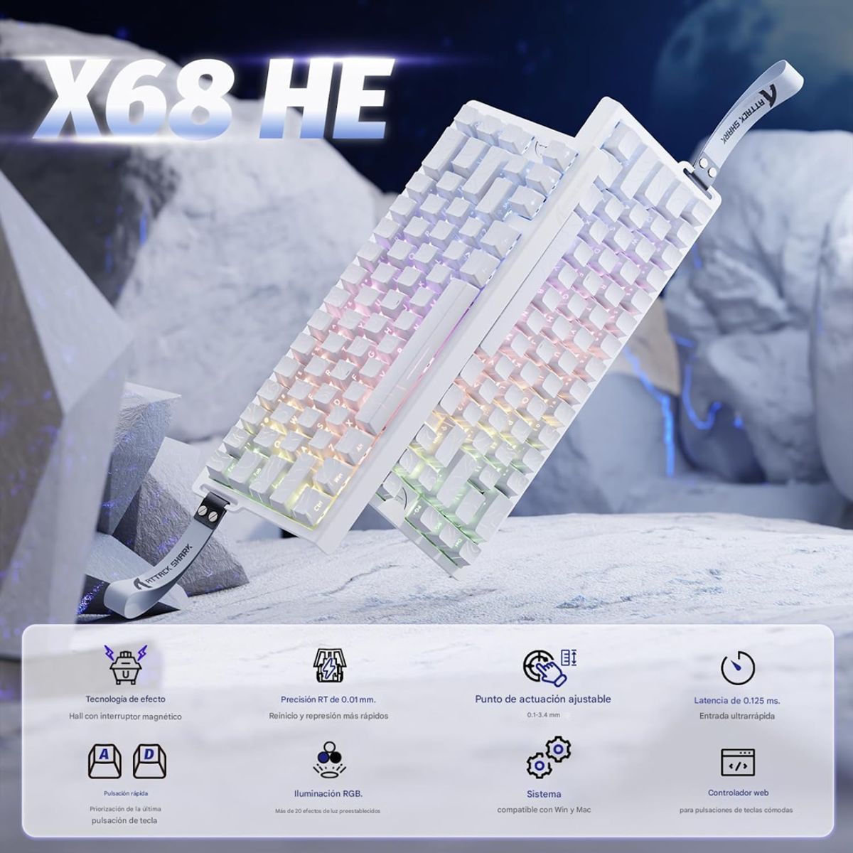 ATTACK SHARK - Teclado Mecanico Attack Shark X68 He Interruptor Magnetico