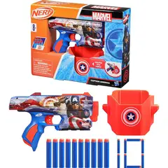 HASBRO - Lanzador Nerf Marvel Capitán América Azul