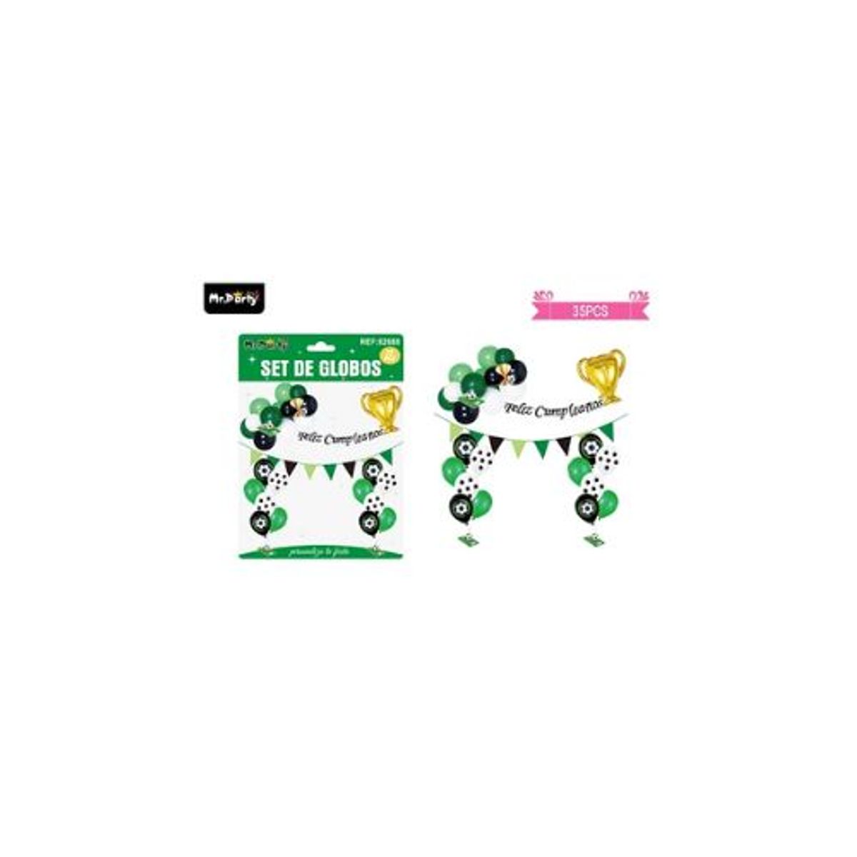 GENERICO - Set de globos látex y guirnalda con fútbol 35pcs
