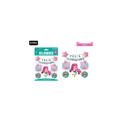GENERICO - Set de globos látex y guirnalda con sirena 27pcs