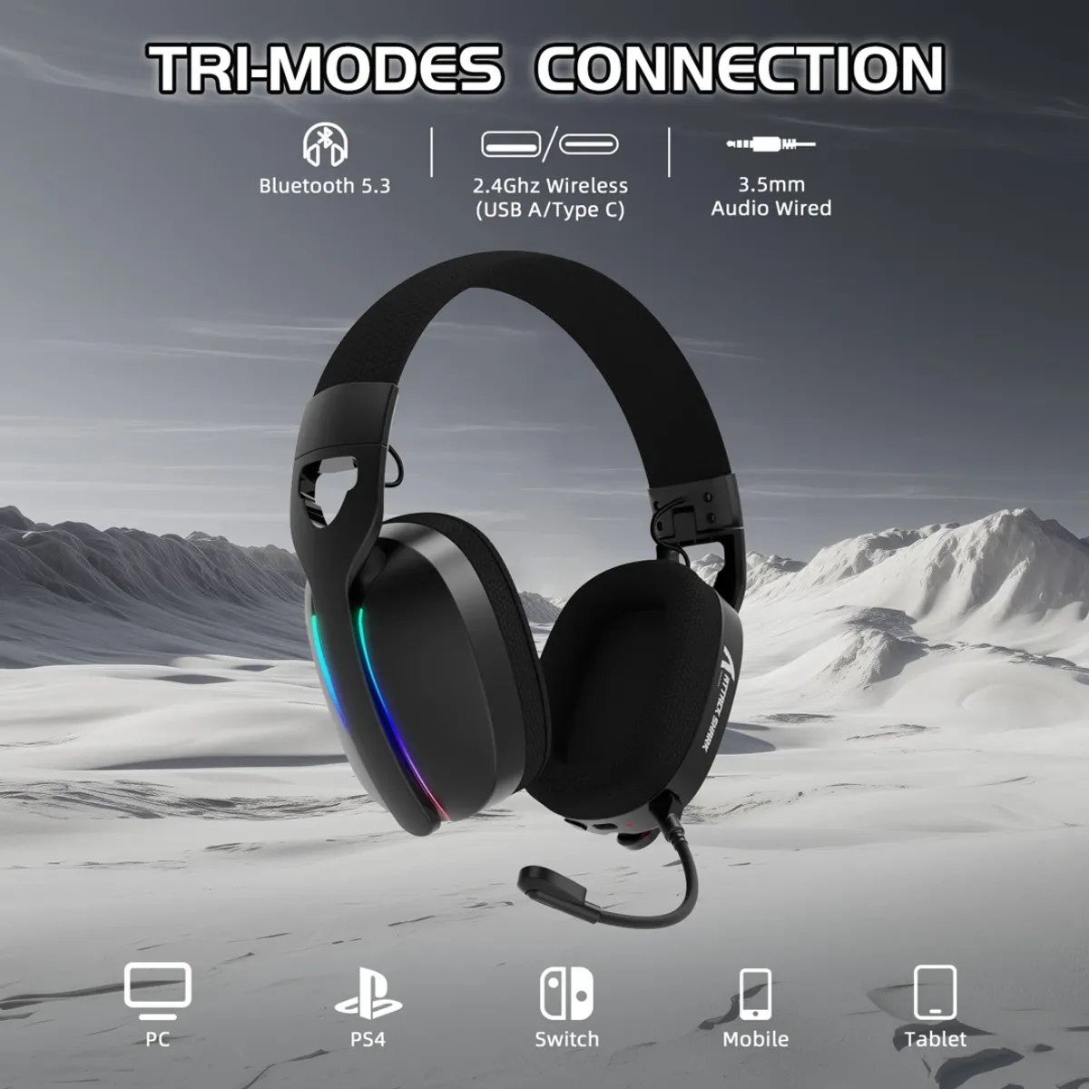 ATTACK SHARK - Audifonos L90 Attack Shark Trimodo Rgb Auriculares Ligeros