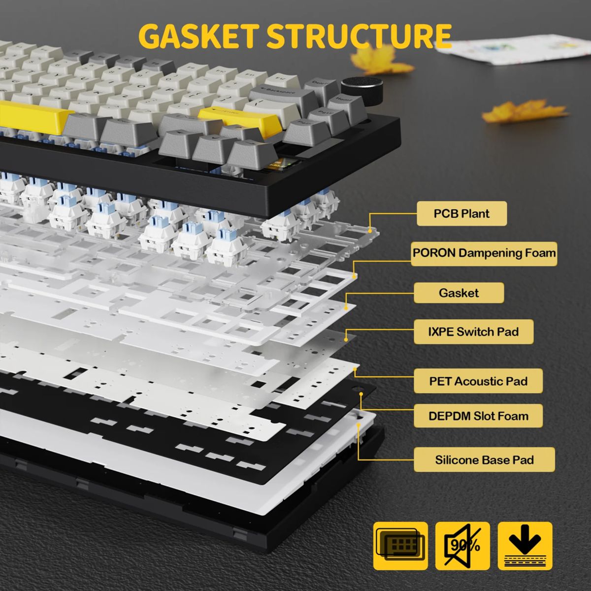 ATTACK SHARK - Teclado X820 Ultra Attack Shark 75% Gaming Trimodo Rgb Negro