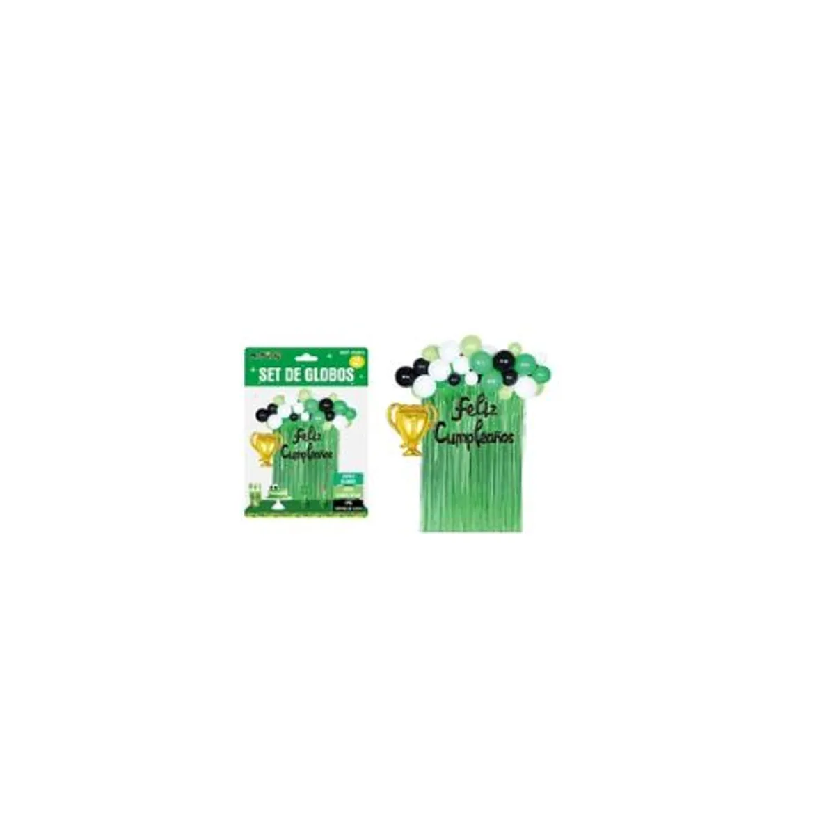 GENERICO - Set de globos con trofeo y cortina verde 34pcs