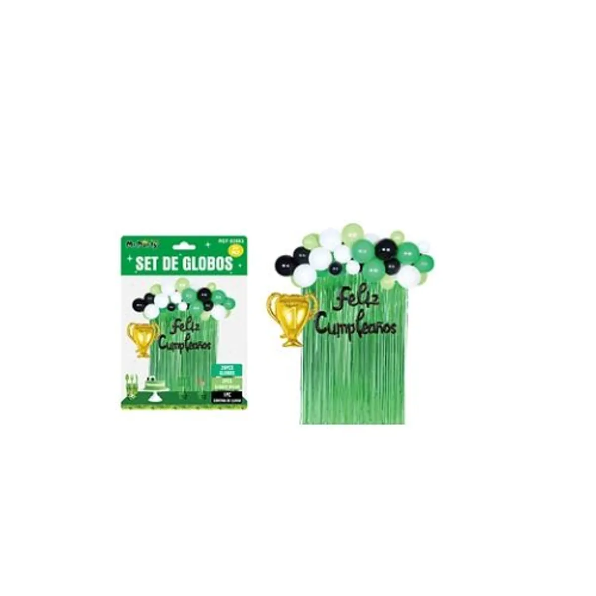 GENERICO - Set de globos con trofeo y cortina verde 34pcs