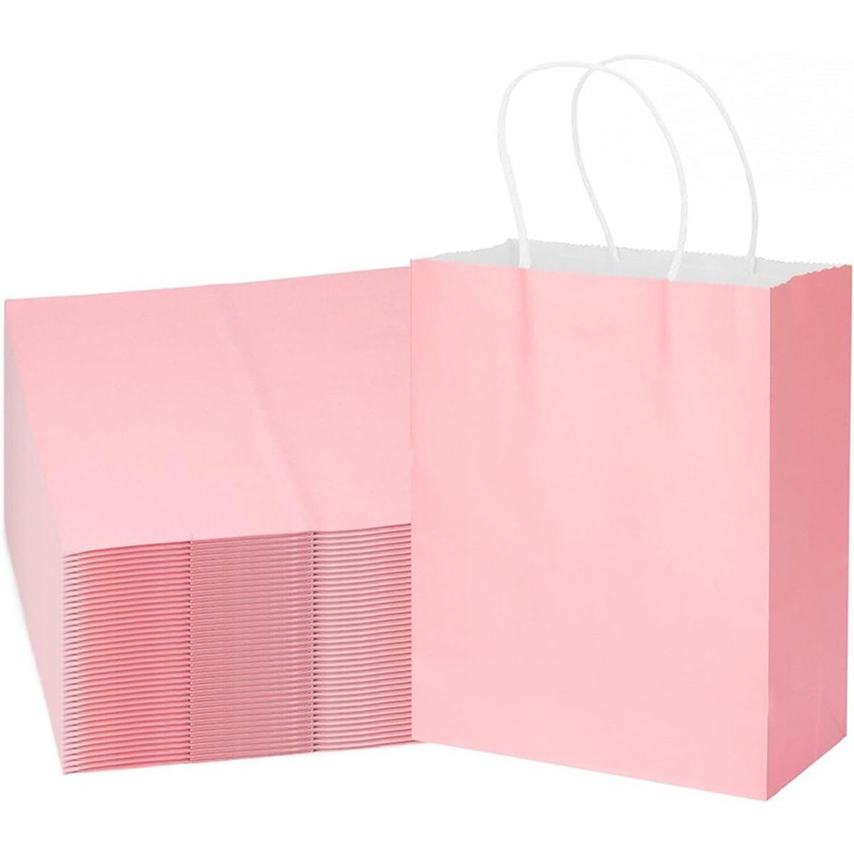 JAGIMA - 12 Bolsas Cumpleaños Papel Kraft Colores De 21x15x8cm - Rosa - Mediano