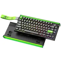 ATTACK SHARK - Teclado R85 He Gaming Neon Rgb 8 Khz 75% Magnet Black Green Inglés Internacional