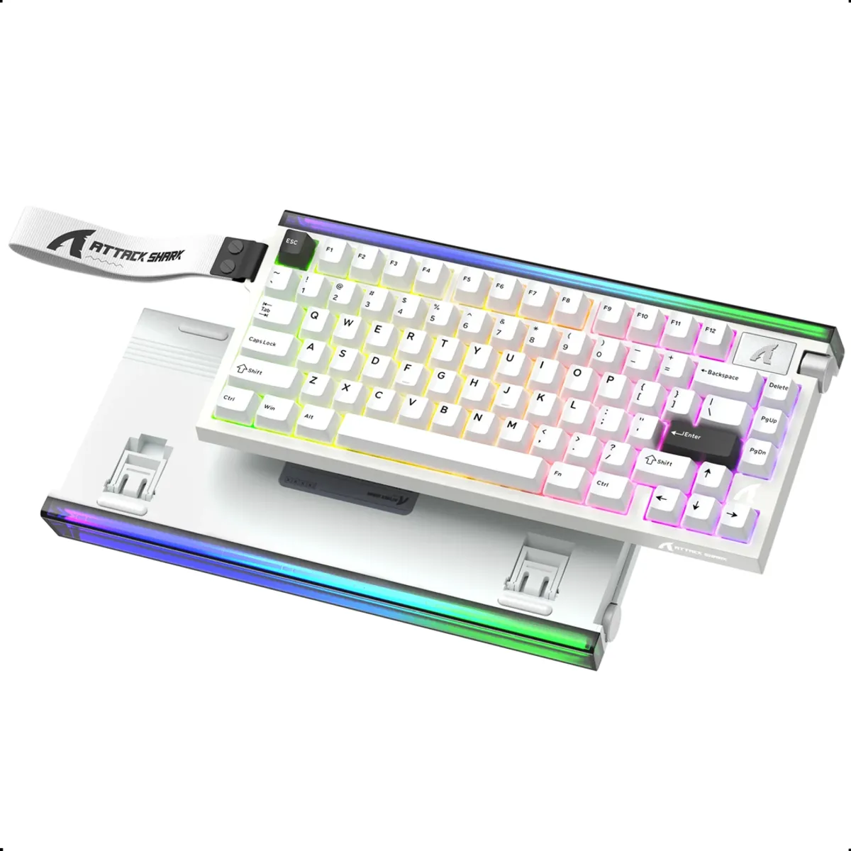 ATTACK SHARK - Teclado Attack Shark R85 He Gaming Neon Rgb 8 Khz 75% Magnet Blanco Inglés Internacional