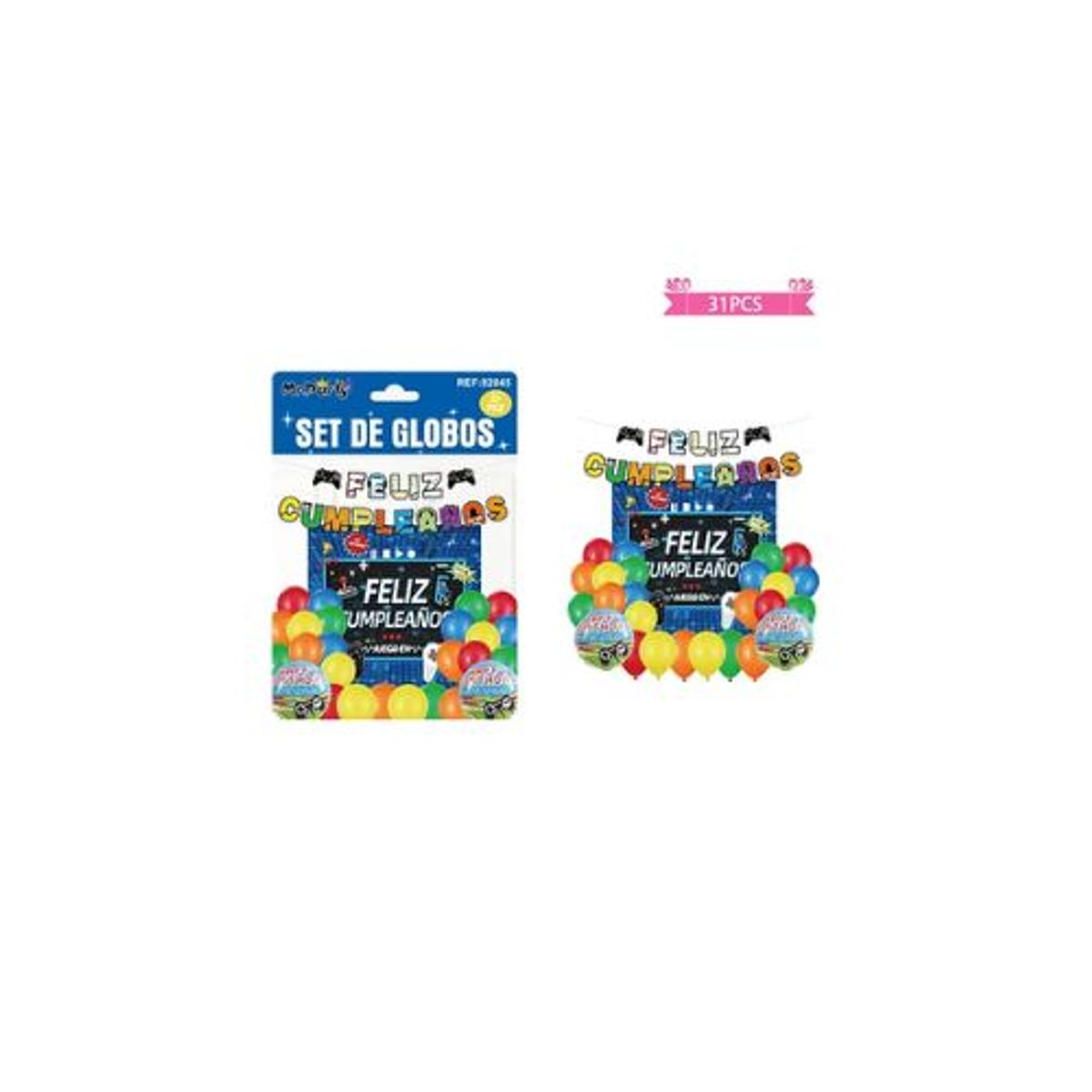 GENERICO - Set de globos látex con fondo de juego 31pcs