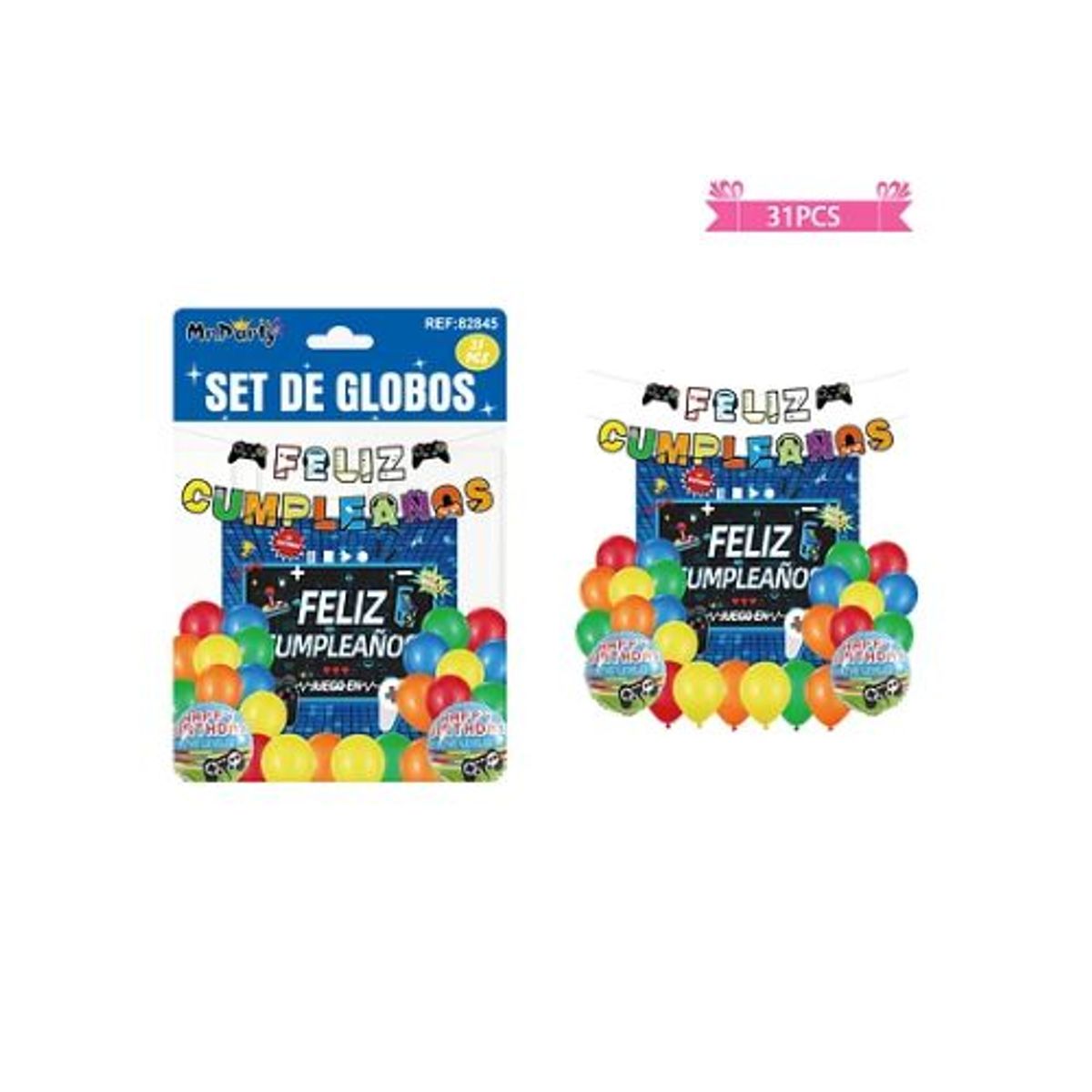 GENERICO - Set de globos látex con fondo de juego 31pcs