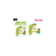 GENERICO - Arco de globos látex feliz cumpleaños con animal 54pcs