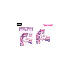 GENERICO - Arco de globos látex feliz cumpleaños con lazo 54pcs