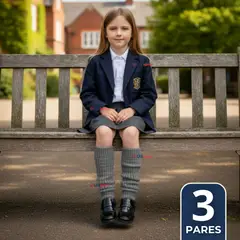 UTILISIMO - Pack 3 Polainas Escolares Invierno Abrigadoras Niña Gris Acrílico