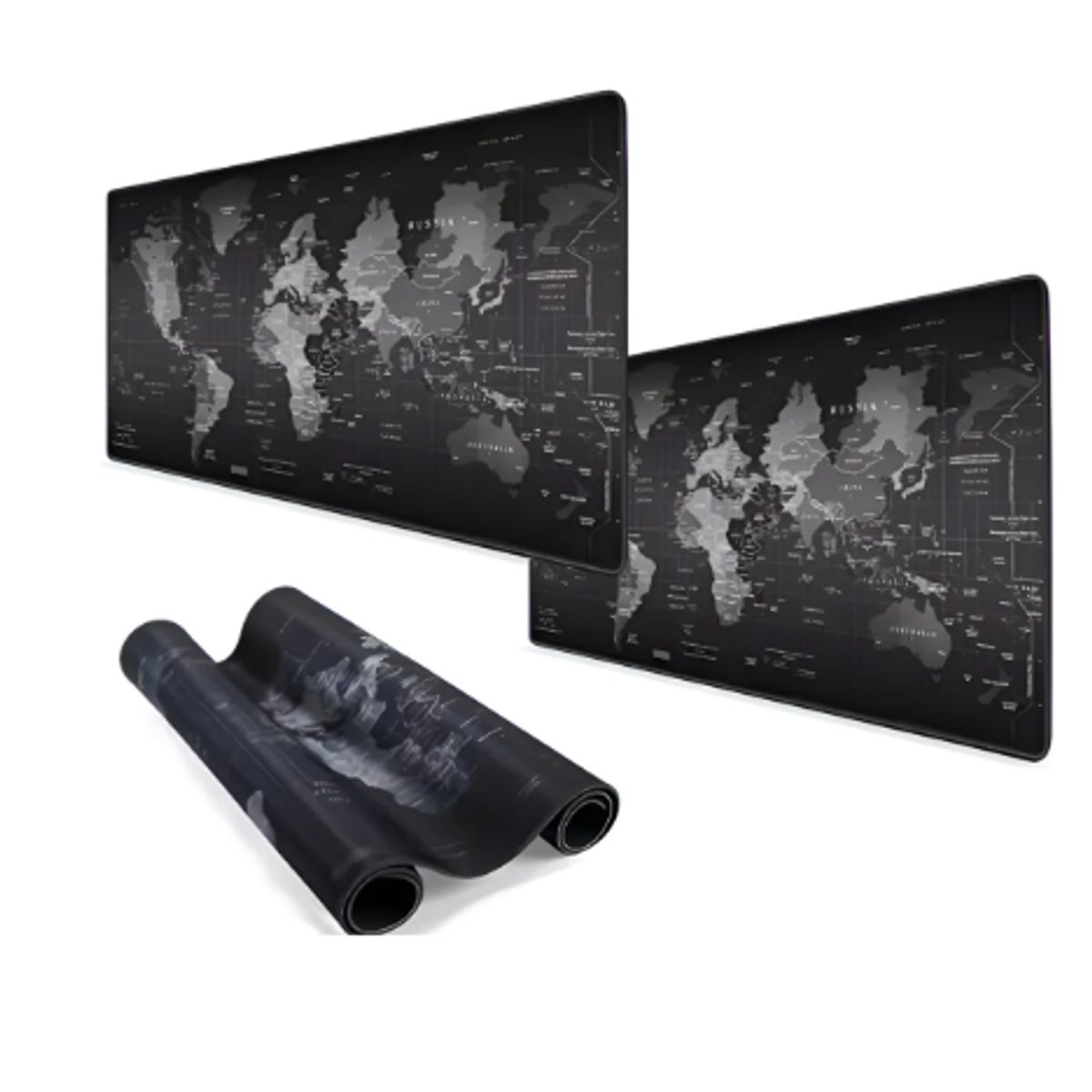 GENERICO - Mouse Pad Gamer Xxl Antideslizante Mapamundi 90x40cm 3mm 2pc Negro