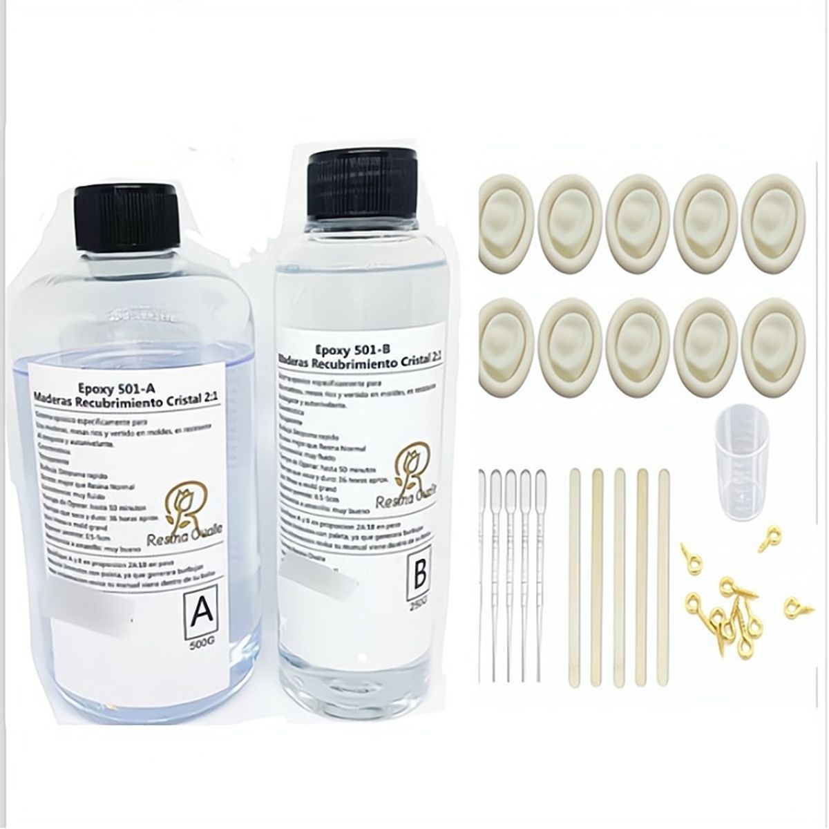 GENERICO - Resina Epóxica Cristal 750ml + Accesorios 21 Mesa de Rio Idea para Madera Ex