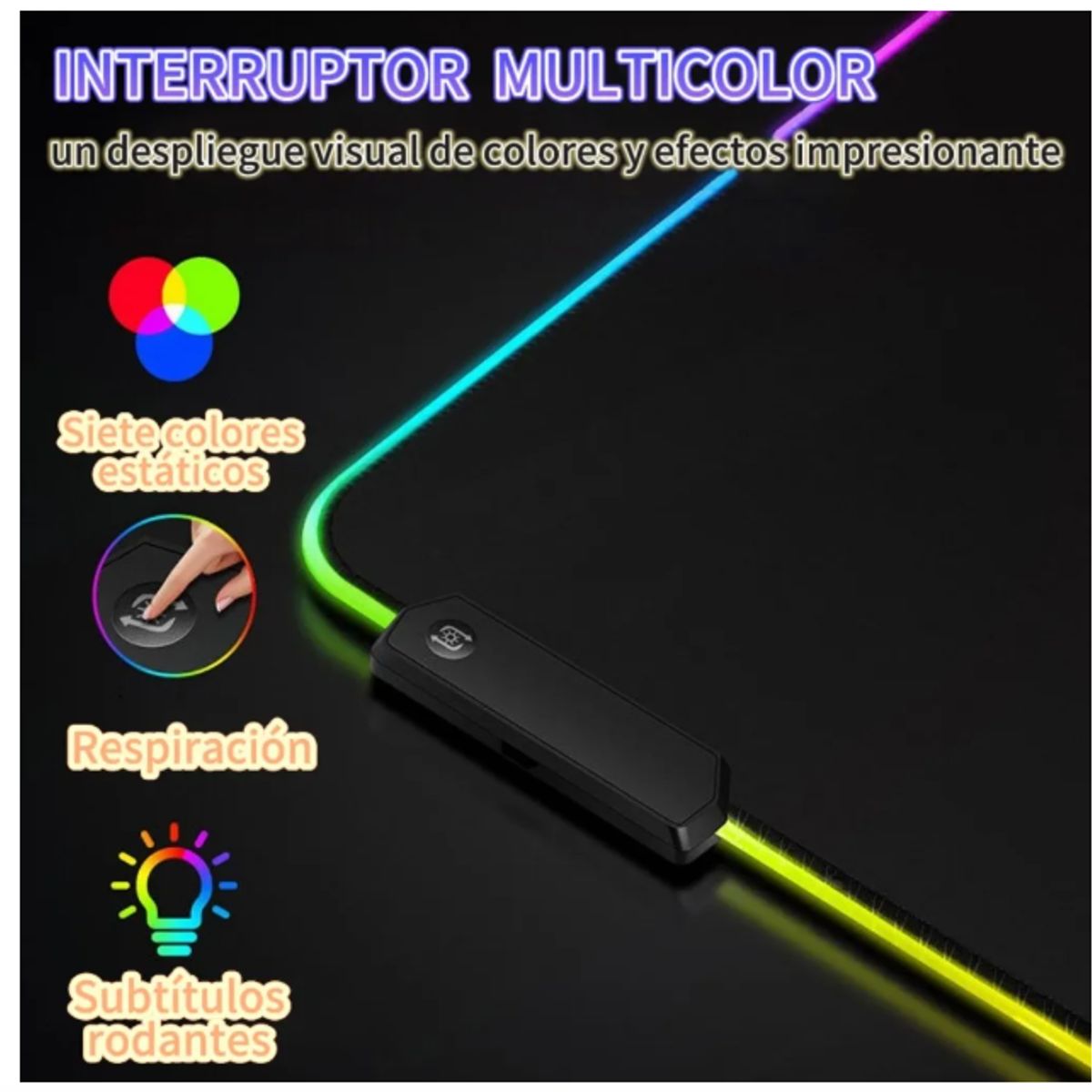 GENERICO - Rgb Mouse Pad Gamer Alfombrilla Con Luz 3080 Antideslizante