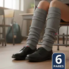 UTILISIMO - Pack 6 Polainas Escolares Invierno Abrigadoras Niña Gris Acrílico