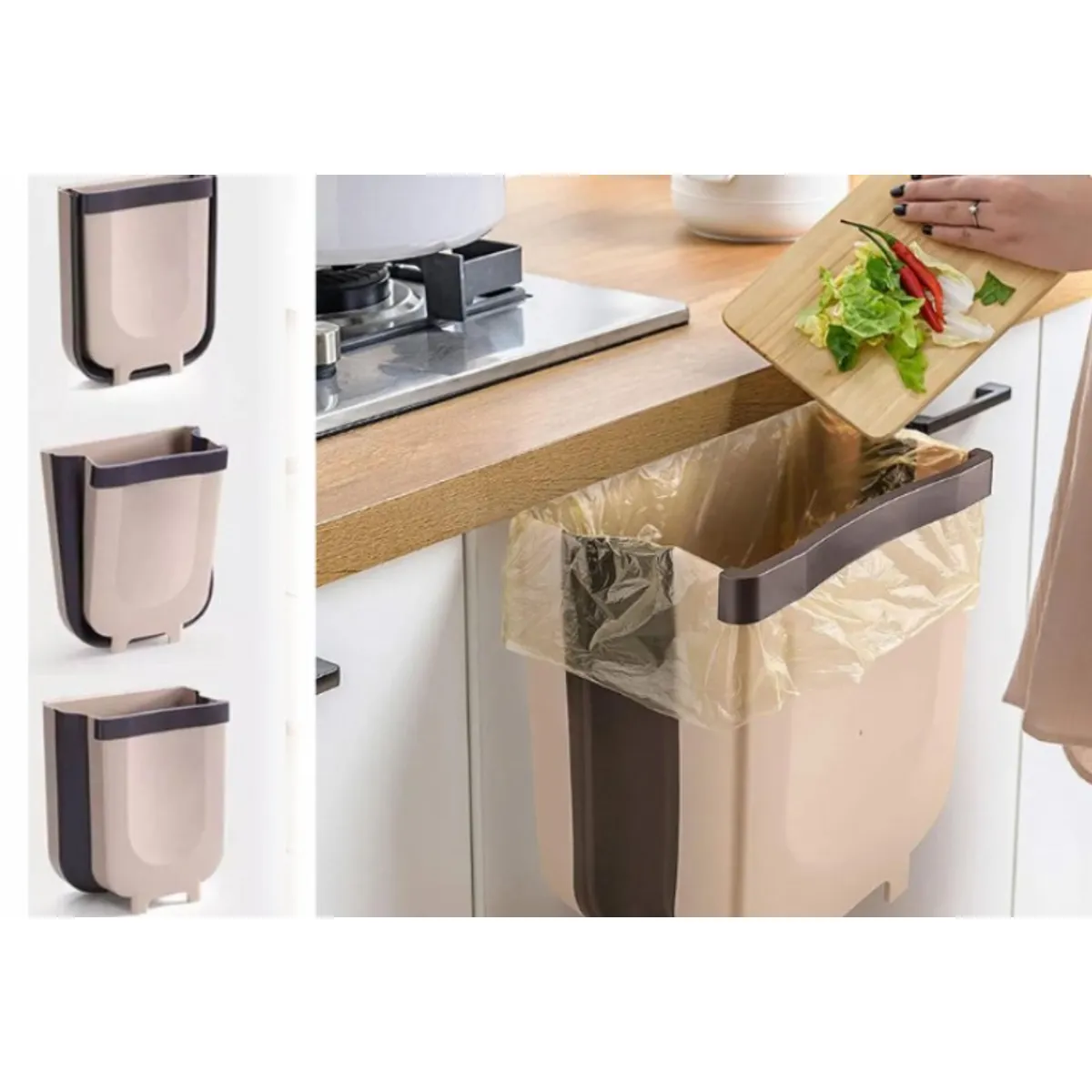 GENERICO - Basurero Plegable Para Cocina Beige