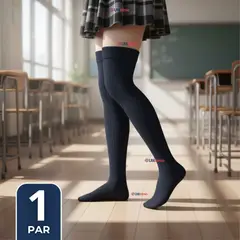 UTILISIMO - Bucaneras Escolares 1 Par Calcetines Acrílico Azul Premium Niña y Juvenil