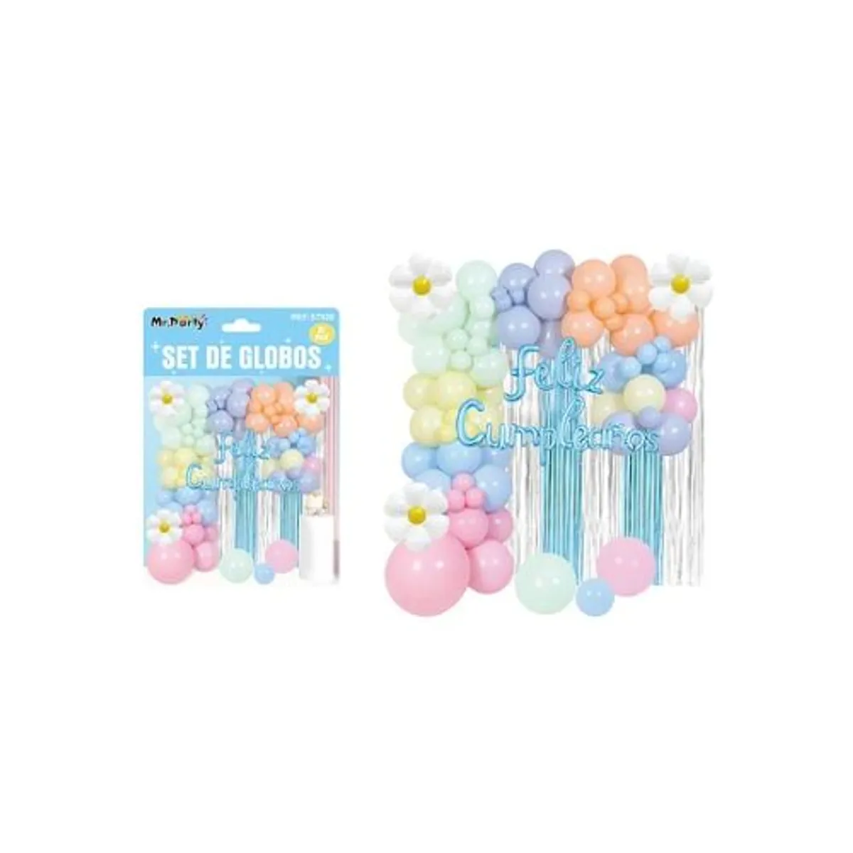 GENERICO - Set con arco de globos feliz cumpleaños 81pcs