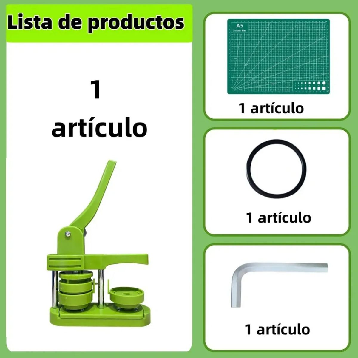 GENERICO - Maquina De Chapitas Prensa Matriz De 58mm + Arandel Verde Verde