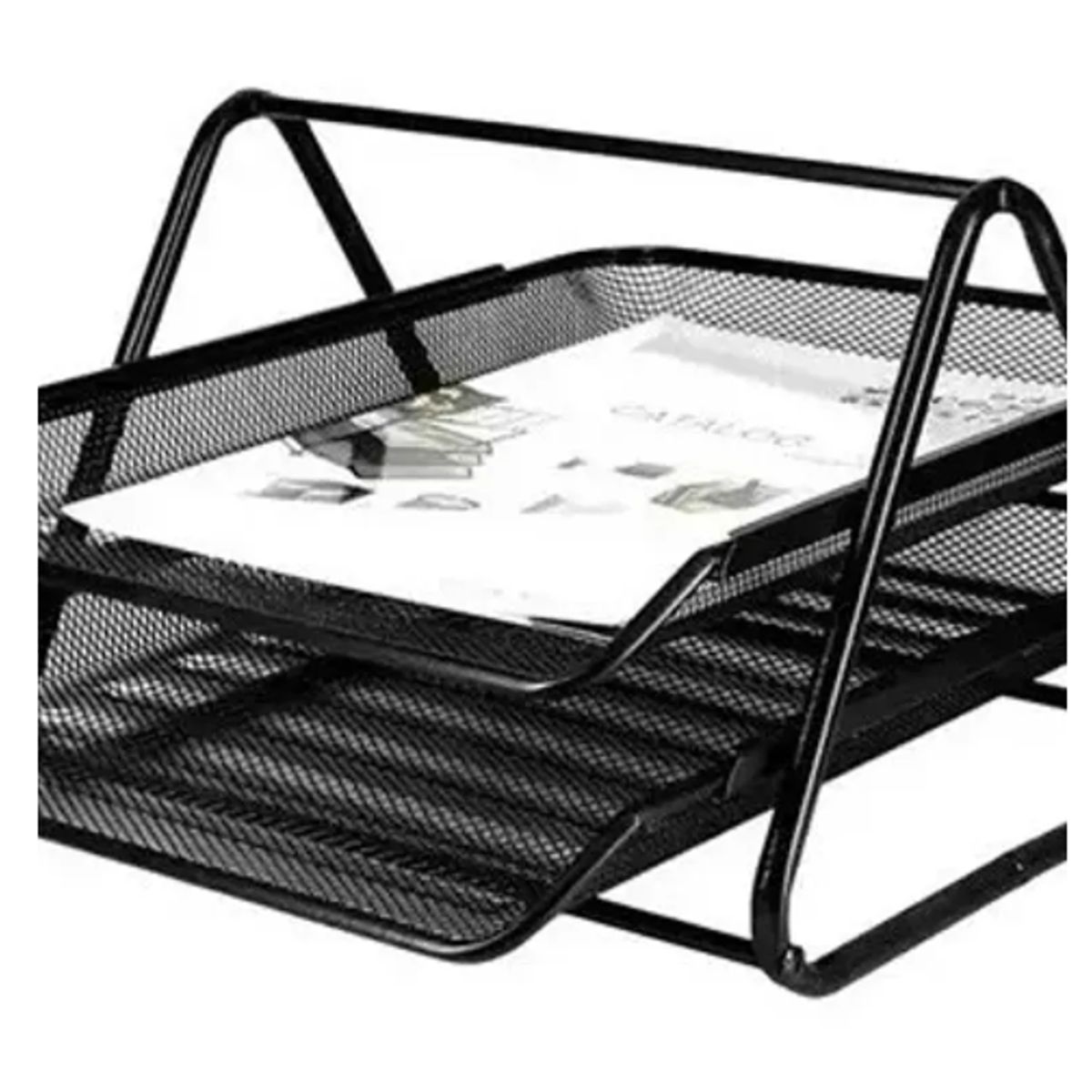 GENERICO - Organizador Escritorio Oficina 2 Niveles Tipo Bandeja Negro