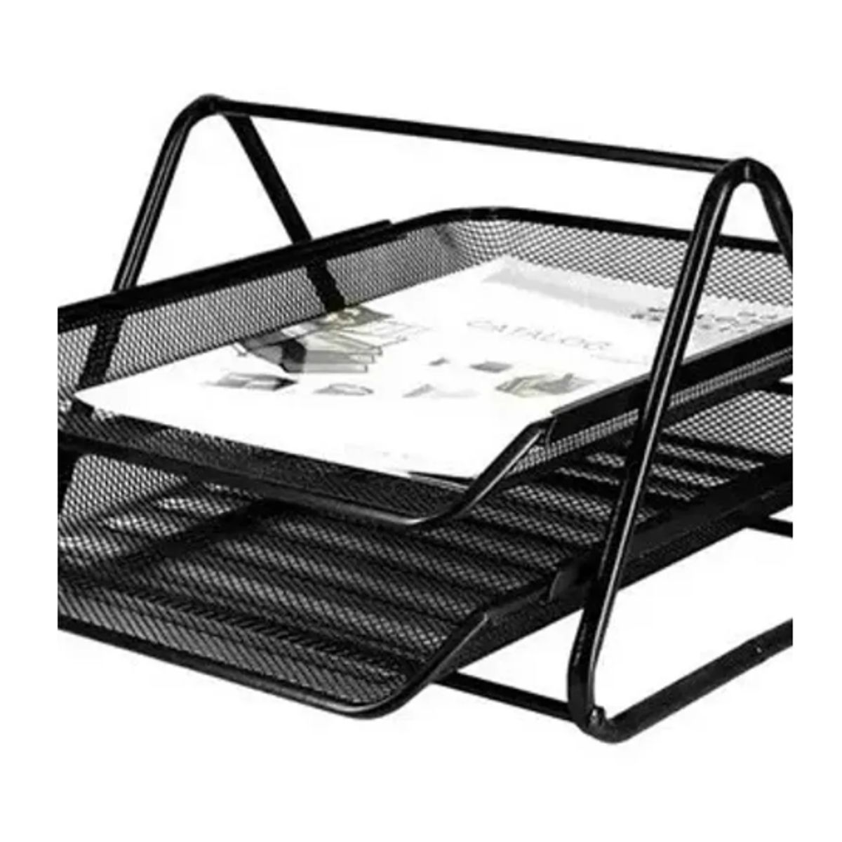 GENERICO - Organizador Escritorio Oficina 2 Niveles Tipo Bandeja Negro