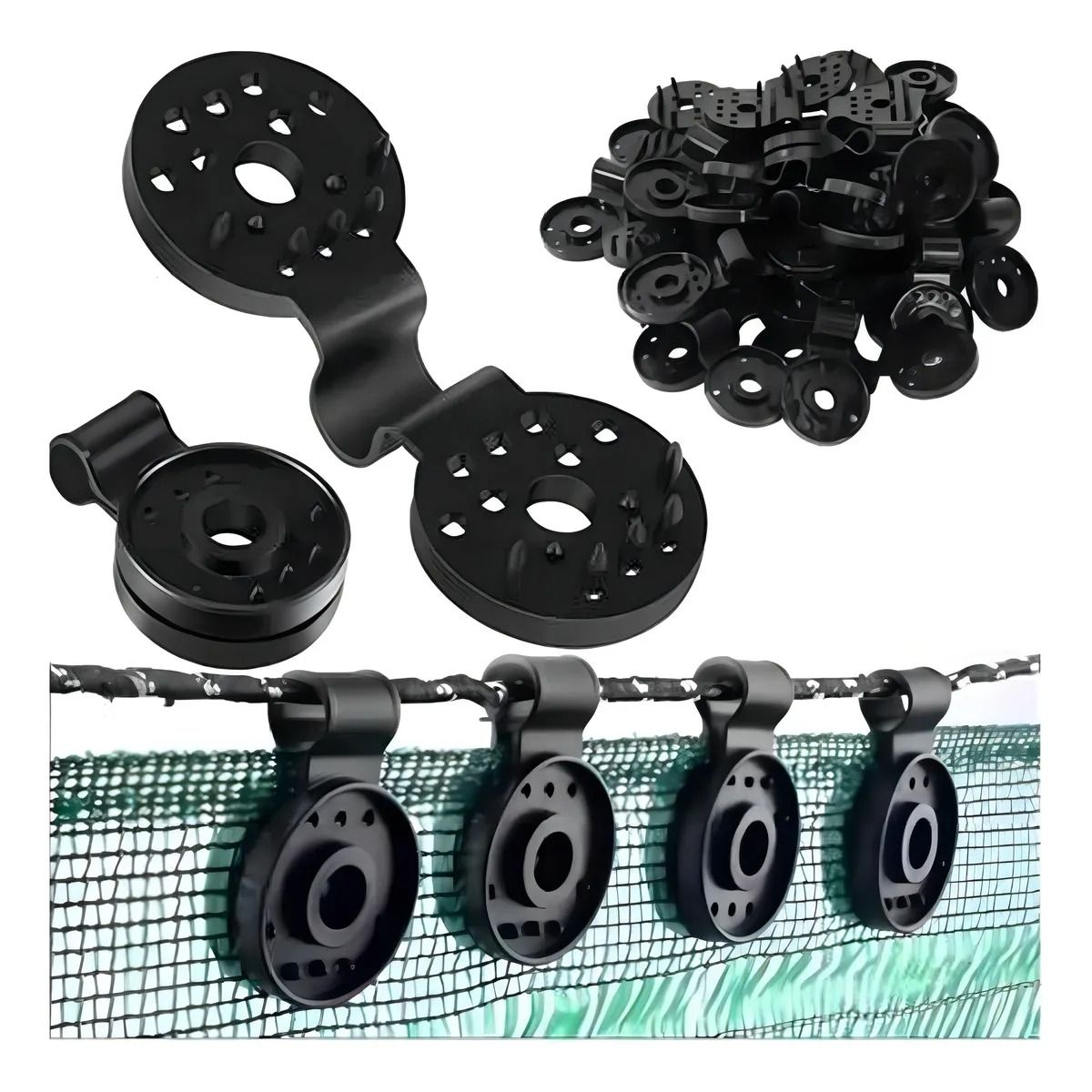 GENERICO - Ganchos Clips Para Malla Raschel Malla Sombra 50 Negro