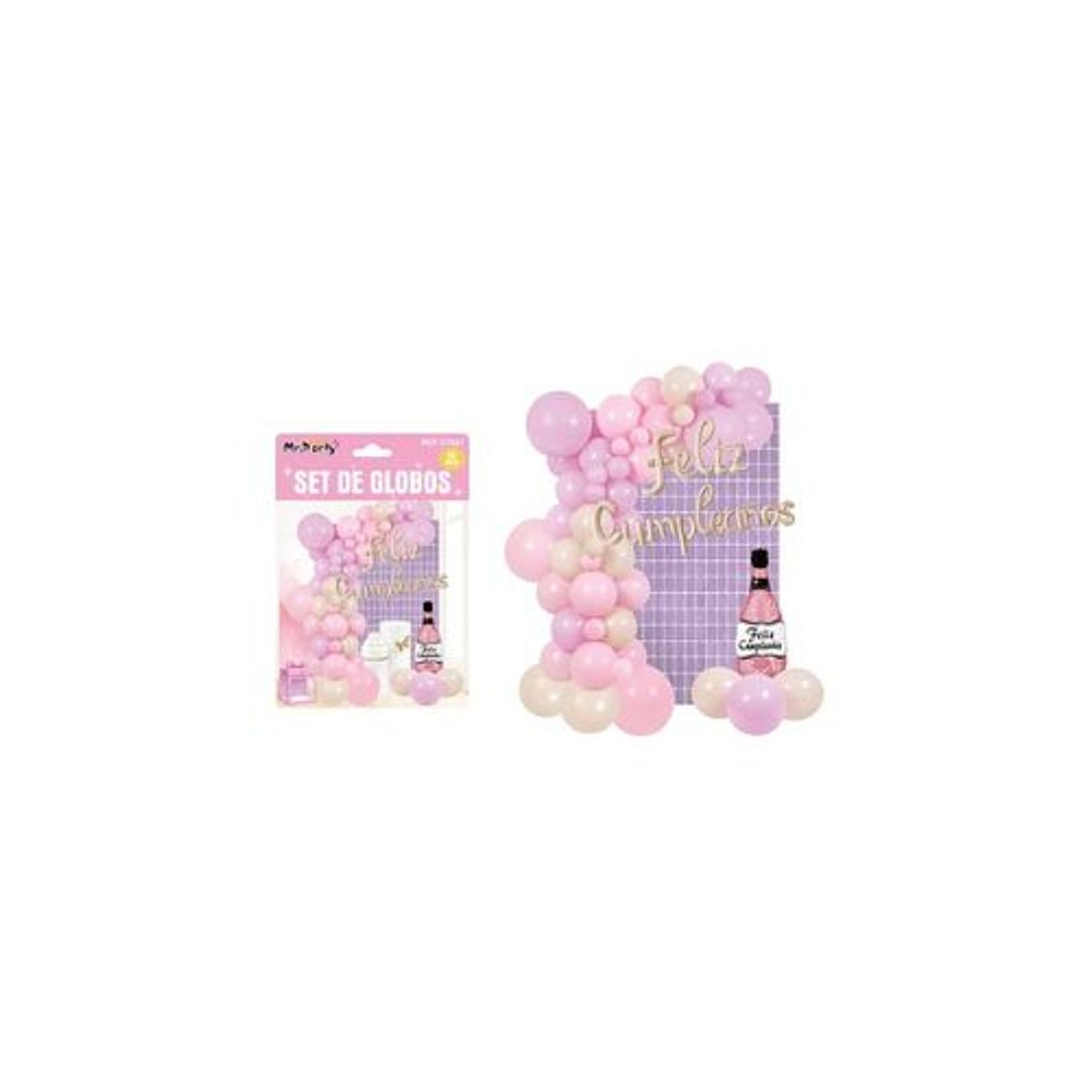 GENERICO - Set con arco de globos feliz cumpleaños 59pcs