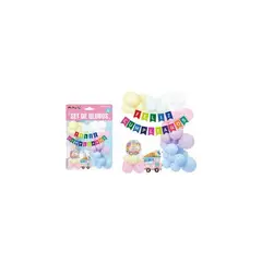 GENERICO - Set con arco de globos feliz cumpleaños 67pcs