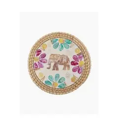 GENERICO - Individual posavasos artesanal 15 cm diseño elefante con piedras