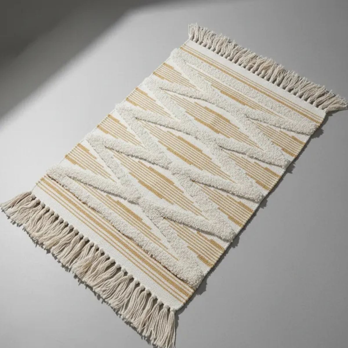 GENERICO - Pack de 2 Alfombra de Lino Bajada de Cama estilo Boho medida 60 cm x 90 cm