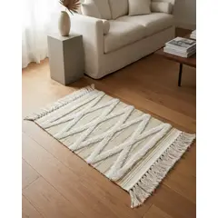 GENERICO - Bajada de Cama de Lino estilo boho medida 60 cm x 90 cm