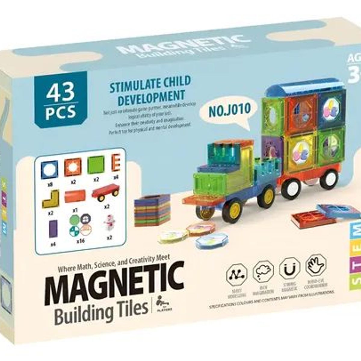 GENERICO - Bloques Magneticos De Construcción Didácticos 43 Piezas