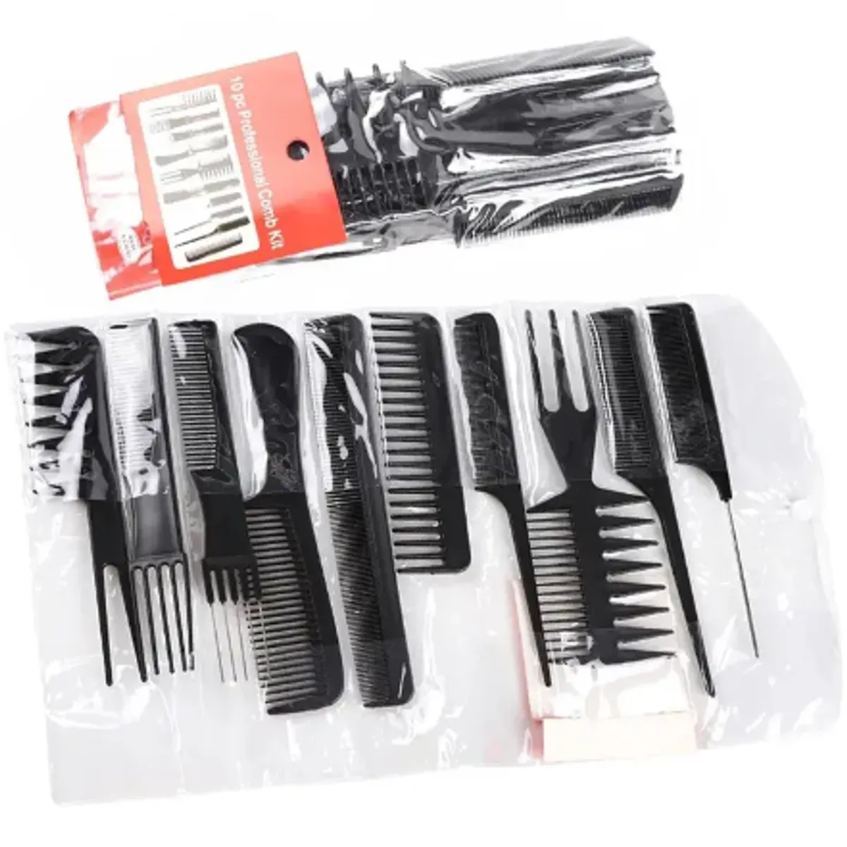 GENERICO - Peine Peluqueria Kit Profesional Barberia Estilista 10 Pzs