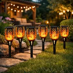 GENERICO - PACK X6 Antorchas Solares LED Jardin 58cm Efecto Llama Exterior