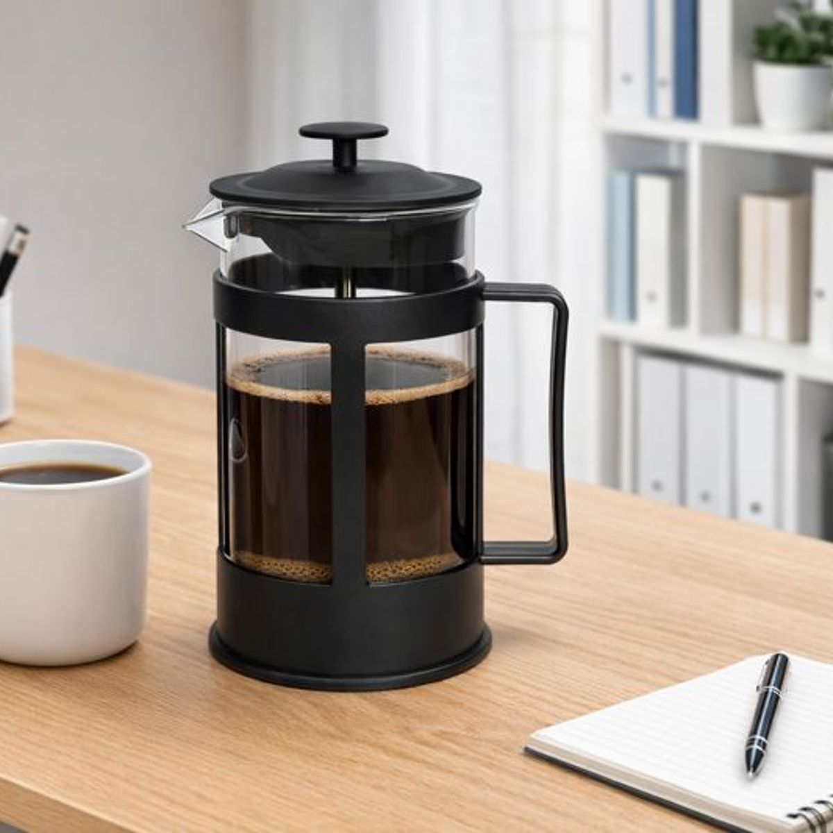 GENERICO - Cafetera Prensa Francesa 600ml Vidrio Negro Con Filtro