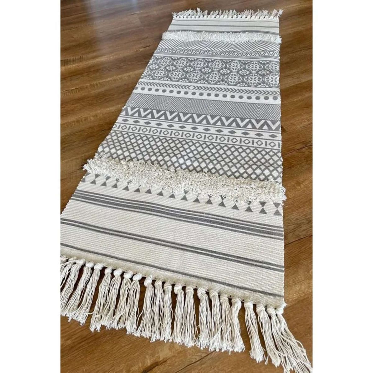 GENERICO - Bajada de Cama de Lino estilo boho  medida 60 cm x 90 cm